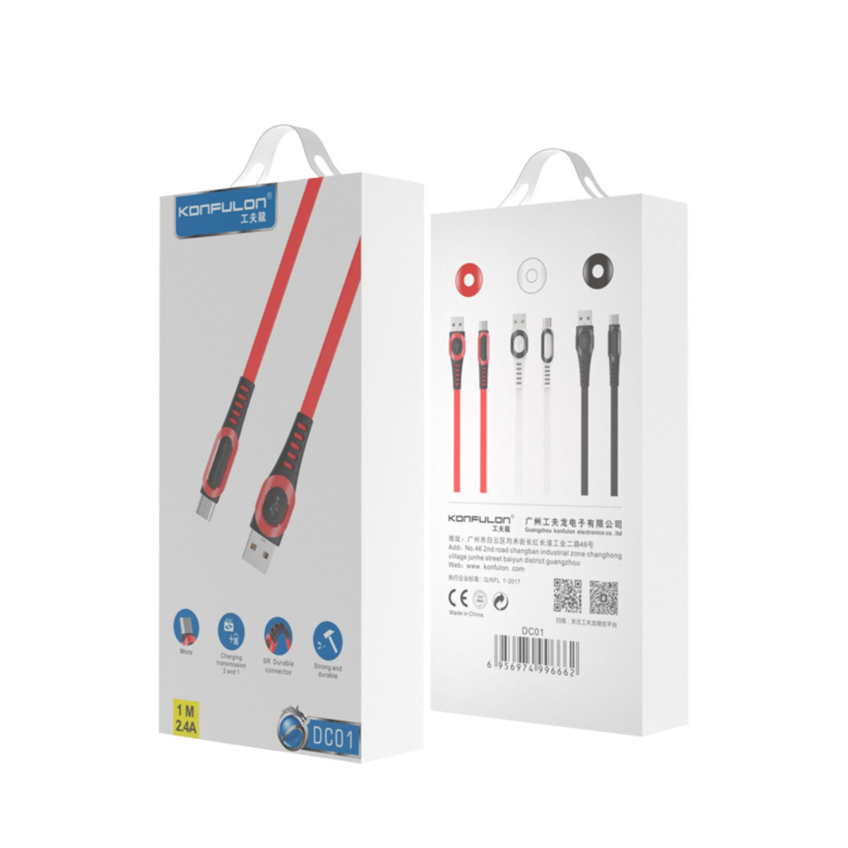 Konfulon DC01 Süper Hızlı Micro USB Kablo 1M 2.4A - Siyah — görsel 6