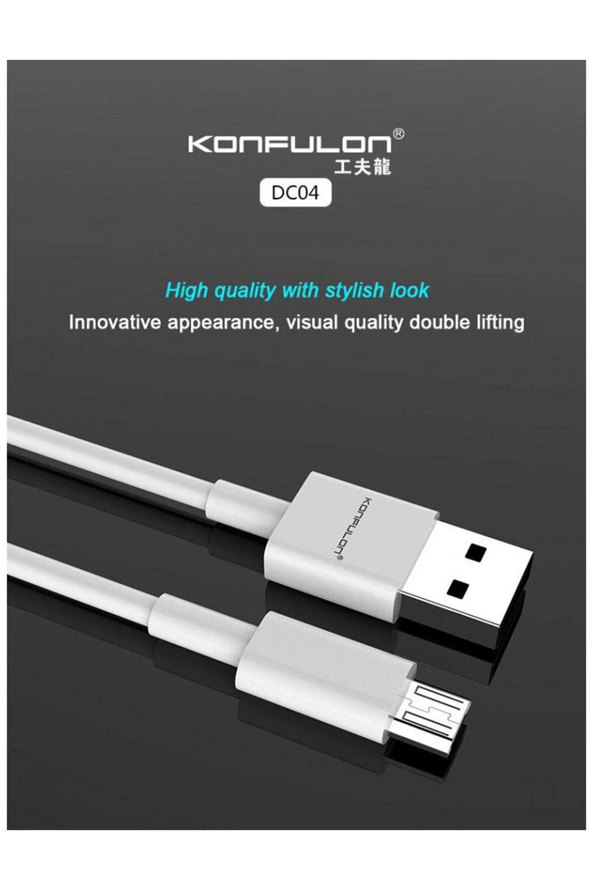Konfulon DC04 Süper Hızlı Micro USB Kablo 1M 2A