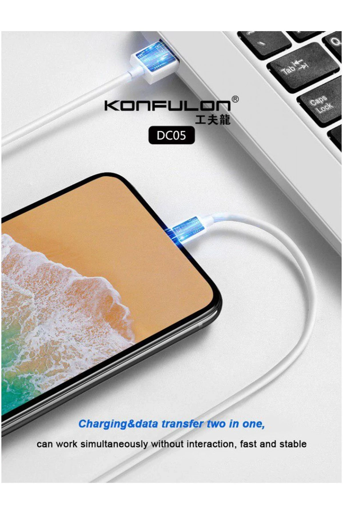 Konfulon DC05 Süper Hızlı Lightning Kablo iphone Uyumlu 1M 2.4A — görsel 2