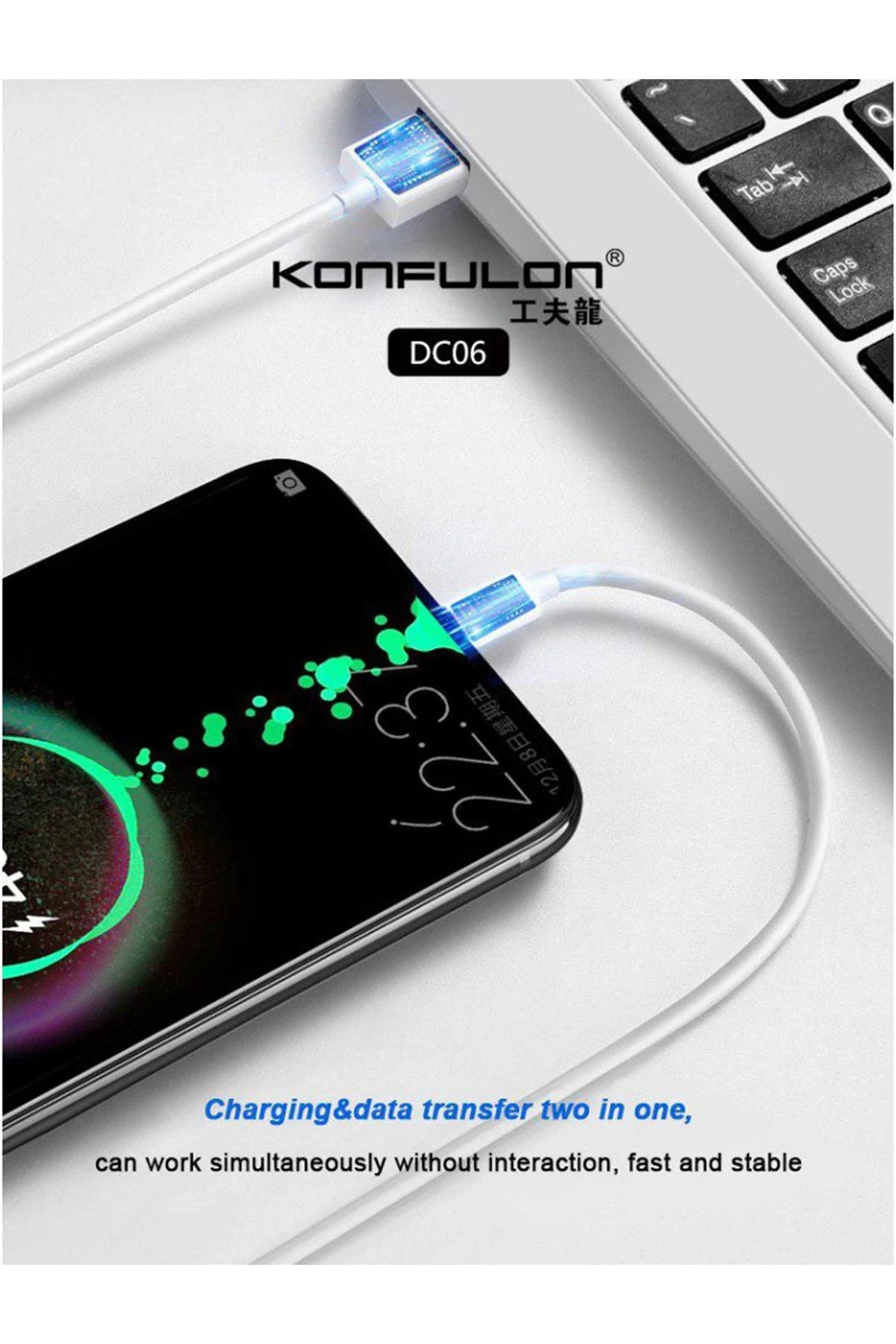 Konfulon DC06 Süper Hızlı Type-C Kablo 1M 2.4A — görsel 2