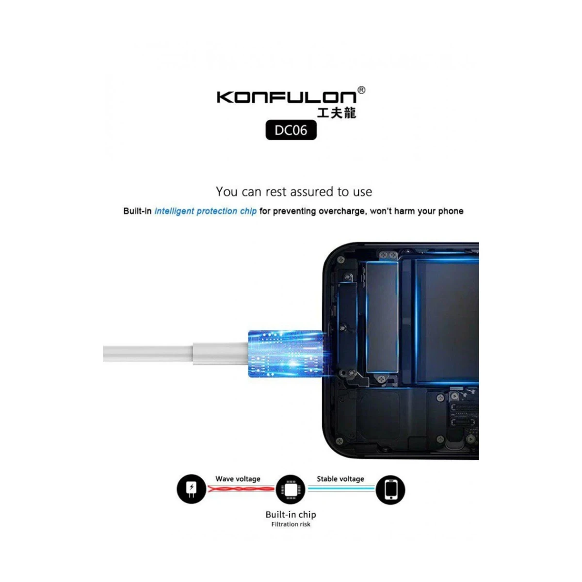 Konfulon DC06 Süper Hızlı Type-C Kablo 1M 2.4A — görsel 6