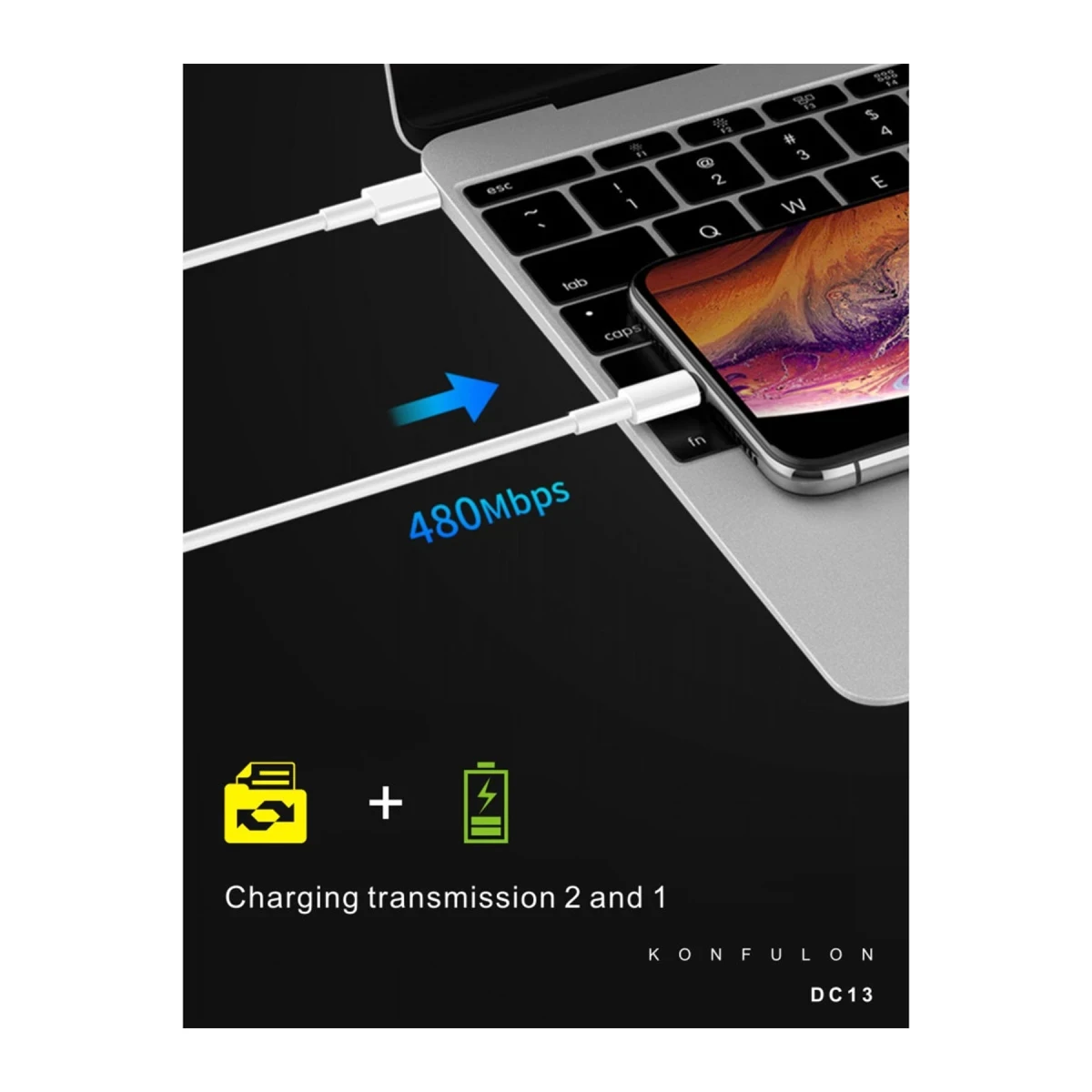 Konfulon DC13 1M 20W Type-C to Lightning Kablo iphone Uyumlu — görsel 5