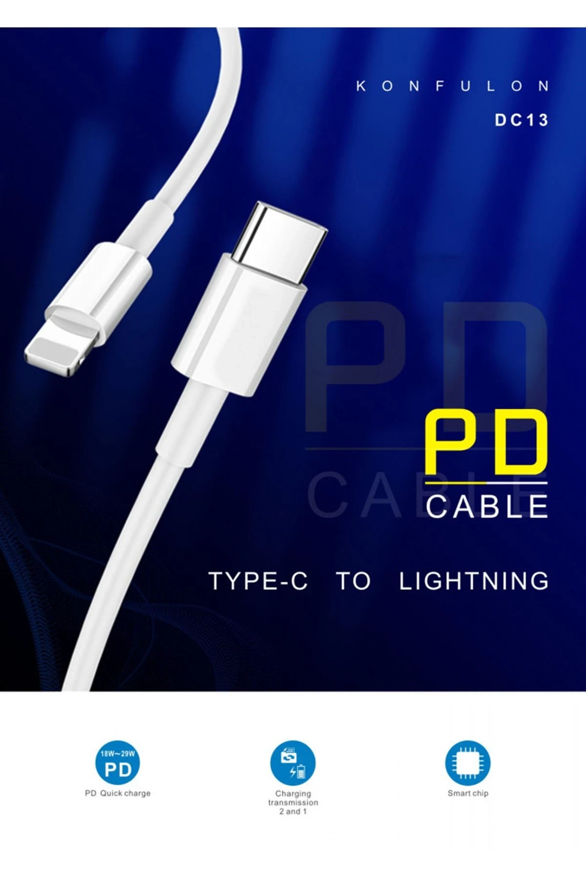 Konfulon DC13 1M 20W Type-C to Lightning Kablo iphone Uyumlu — görsel 3