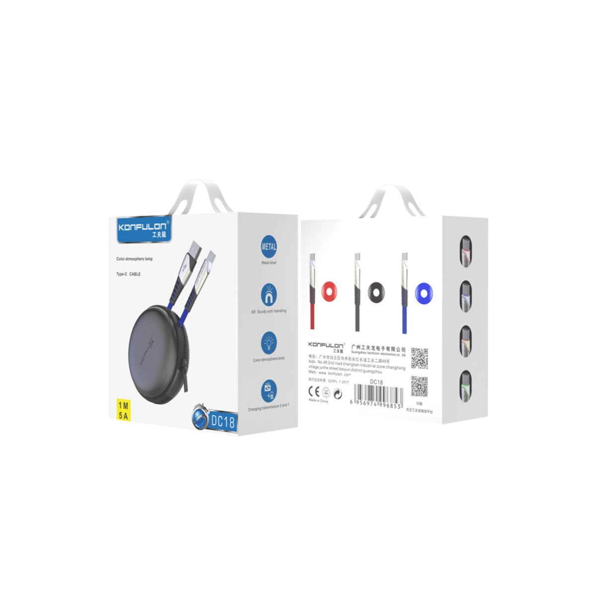 Konfulon DC18 Type-C Kablo 1M 5A - Siyah — görsel 9