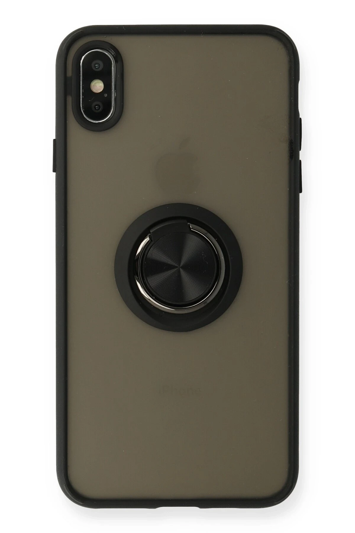 Newface Apple iPhone XS Kılıf Montreal Yüzüklü Silikon Kapak - Siyah