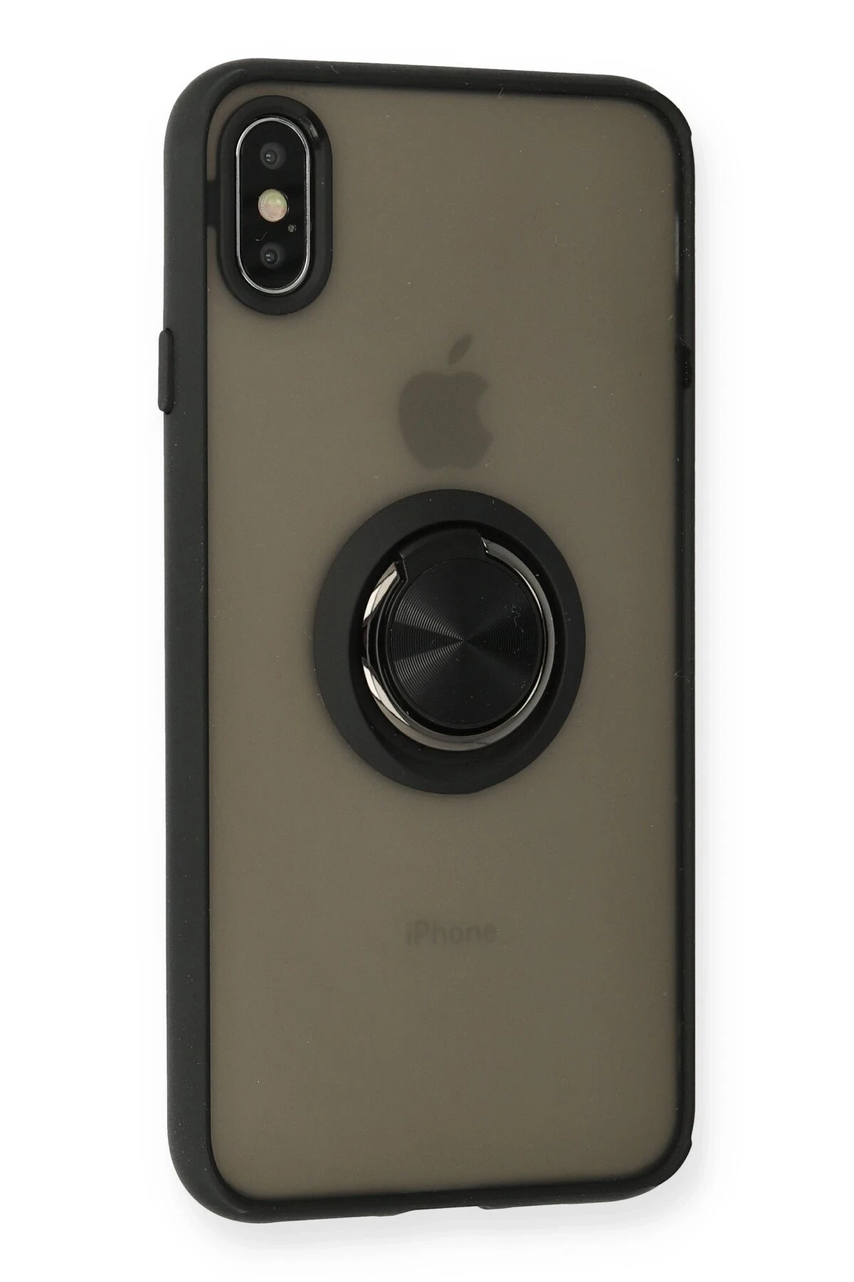 Newface Apple iPhone XS Kılıf Montreal Yüzüklü Silikon Kapak - Siyah — görsel 2