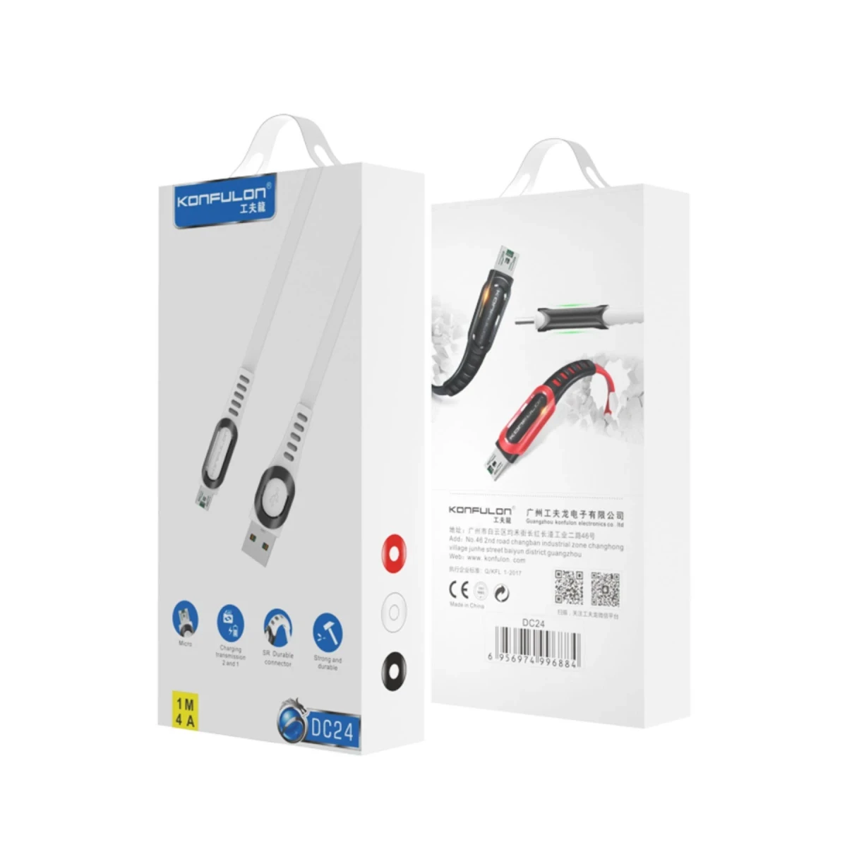 Konfulon DC24 Micro USB Kablo 1.2M 4A - Siyah — görsel 4
