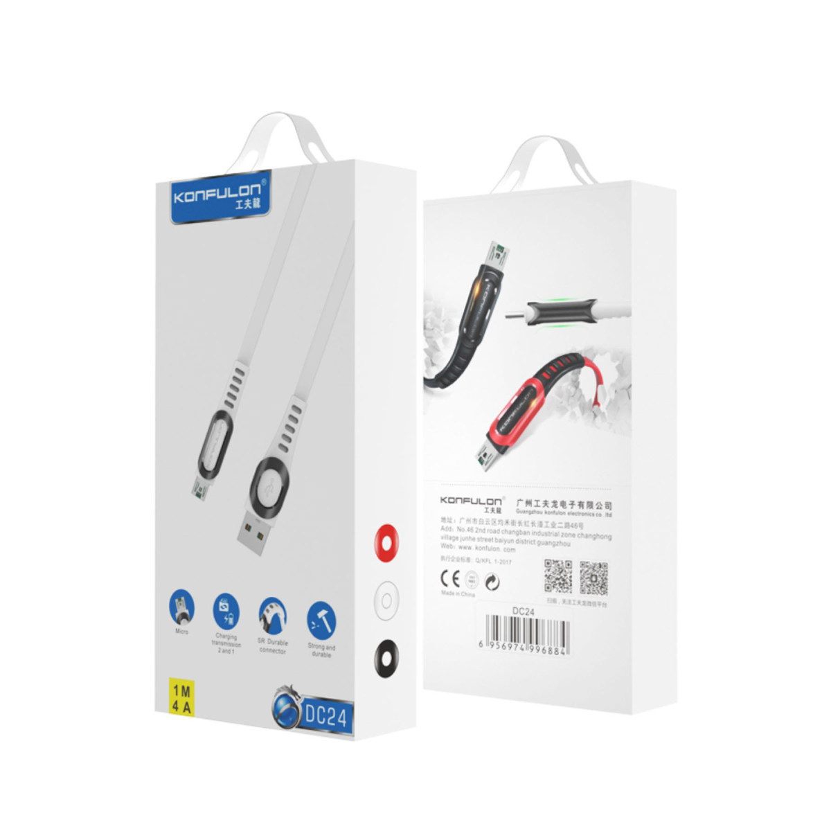 Konfulon DC24 Micro USB Kablo 1.2M 4A - Siyah — görsel 6