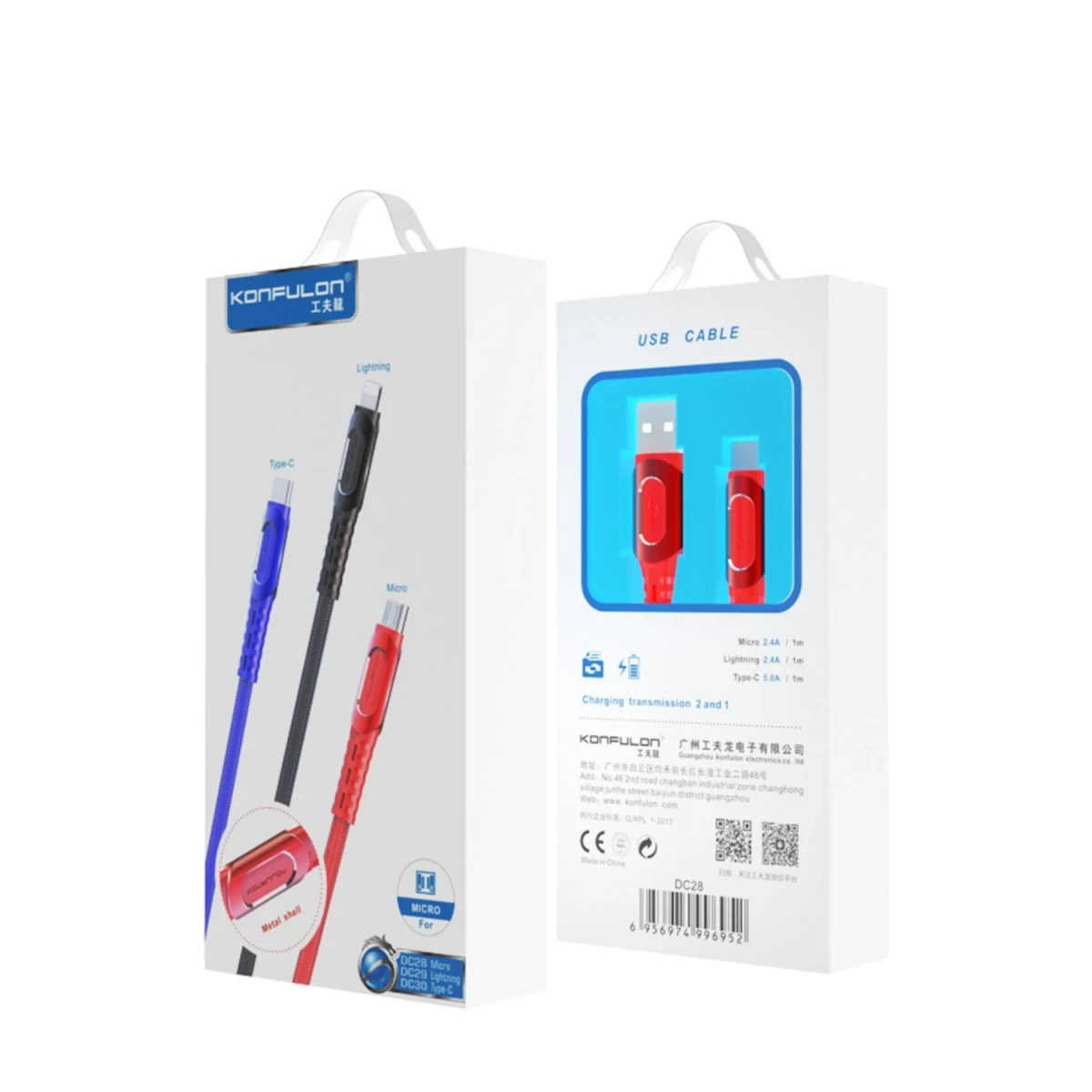 Konfulon DC28 Micro USB Kablo 1M 2.4A - Siyah — görsel 8
