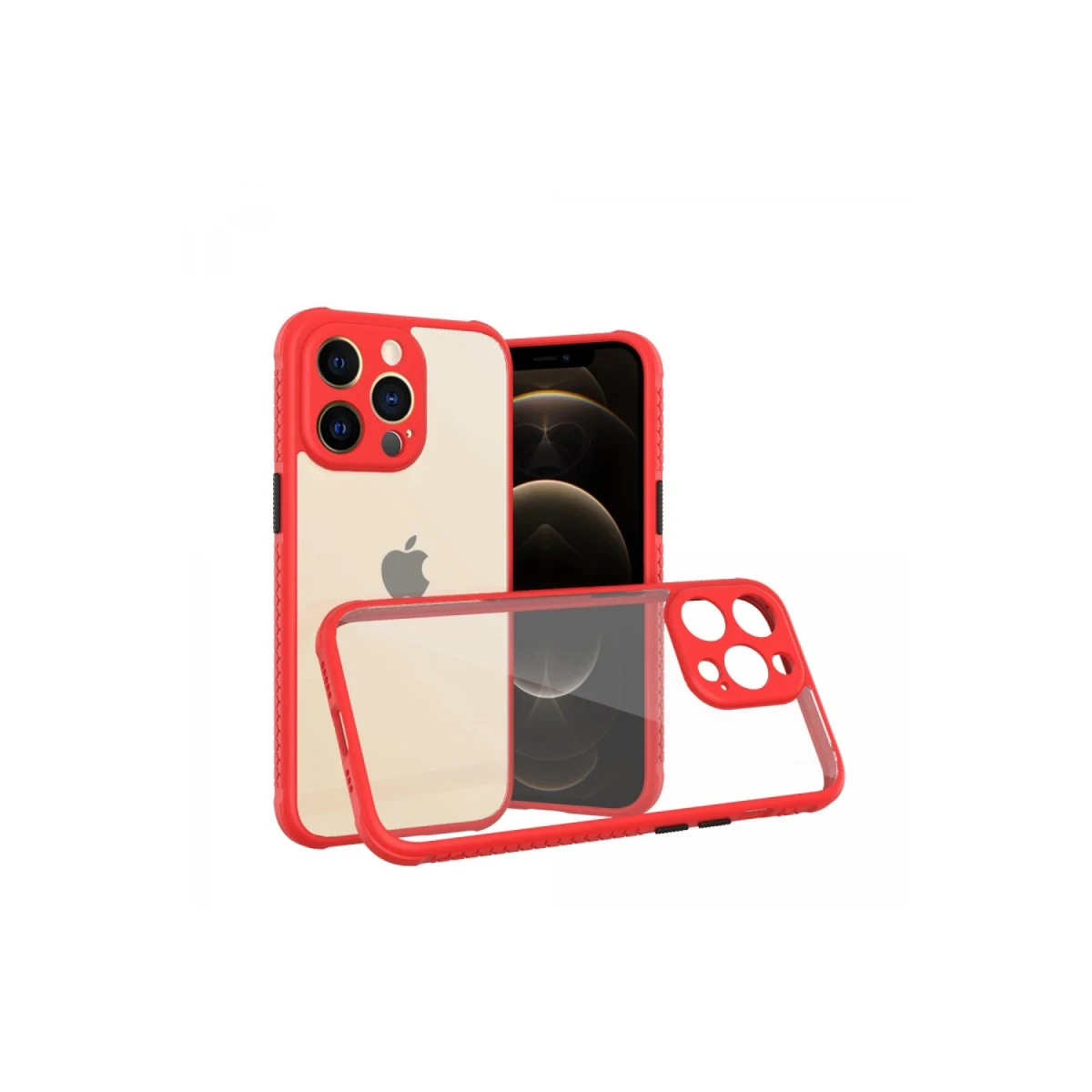 Newface Apple iPhone 13 Pro Kılıf Miami Şeffaf Silikon - Kırmızı — görsel 3