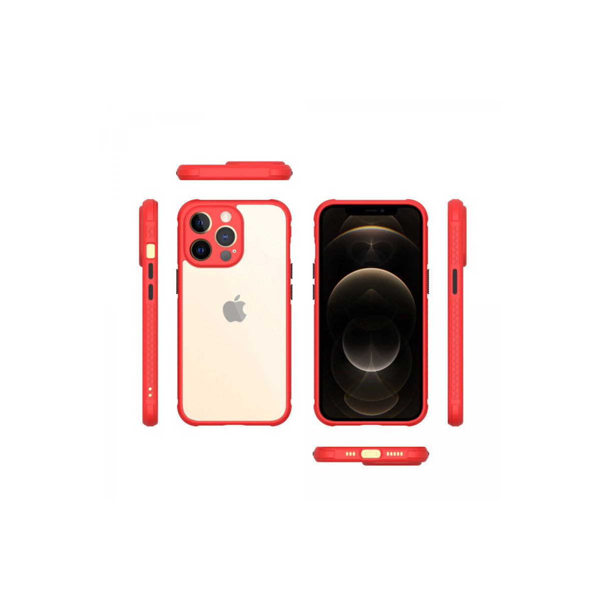 Newface Apple iPhone 13 Pro Kılıf Miami Şeffaf Silikon - Kırmızı — görsel 6
