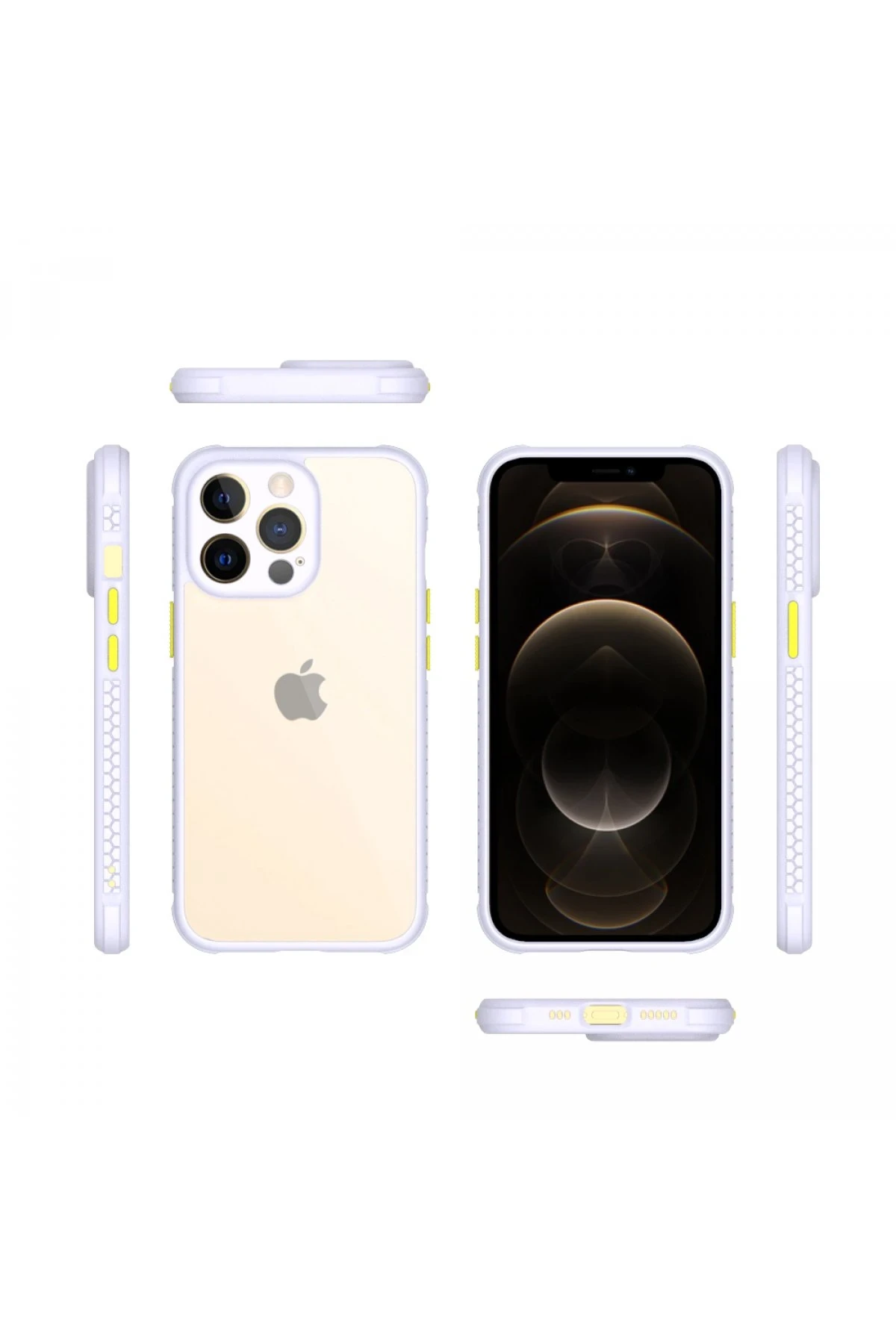 Newface iPhone 13 Pro Kılıf Miami Şeffaf Silikon - Lila