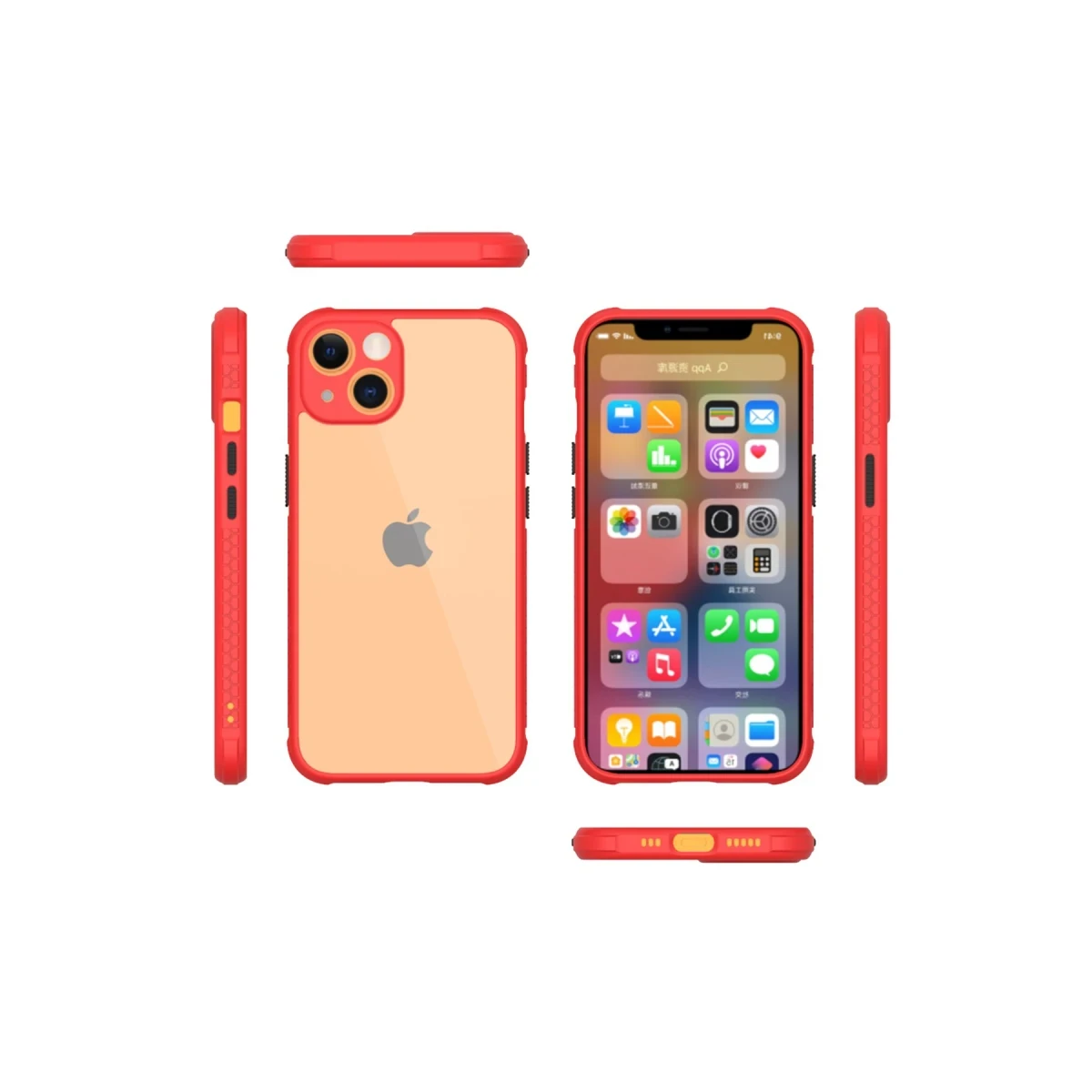 Newface Apple iPhone 13 Mini Kılıf Miami Şeffaf Silikon - Kırmızı — görsel 4