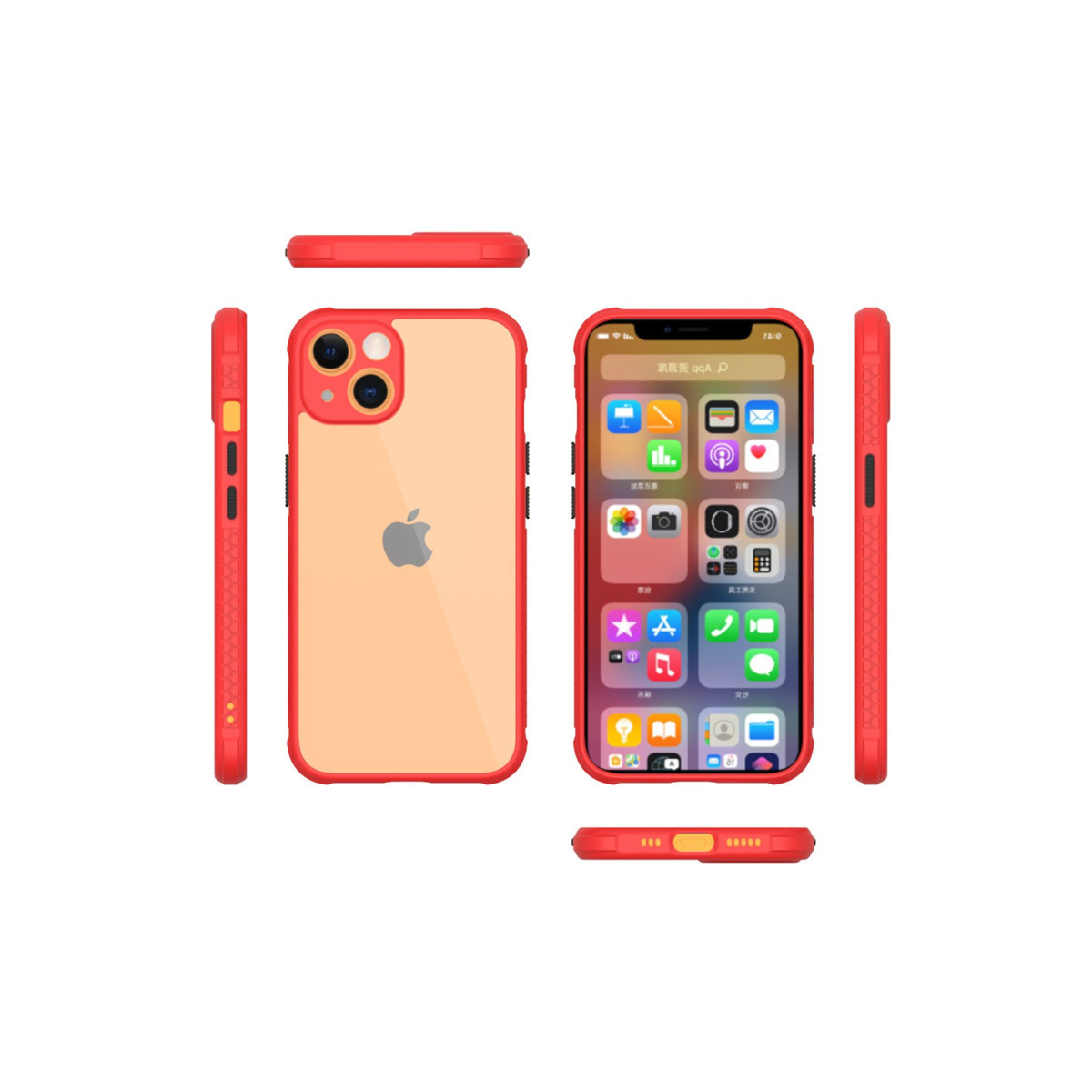 Newface Apple iPhone 13 Mini Kılıf Miami Şeffaf Silikon - Kırmızı — görsel 6