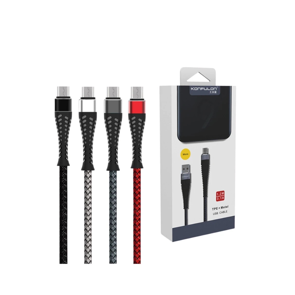 Konfulon S61 Micro USB Kablo 1.2M 2.1A - Siyah — görsel 4