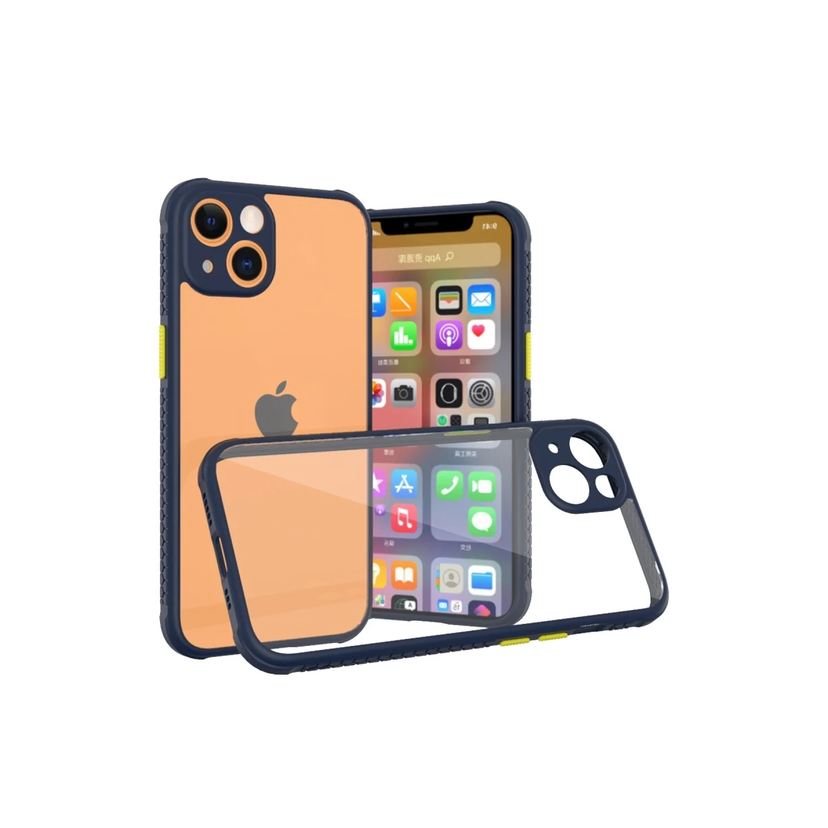 Newface Apple iPhone 13 Mini Kılıf Miami Şeffaf Silikon - Lacivert