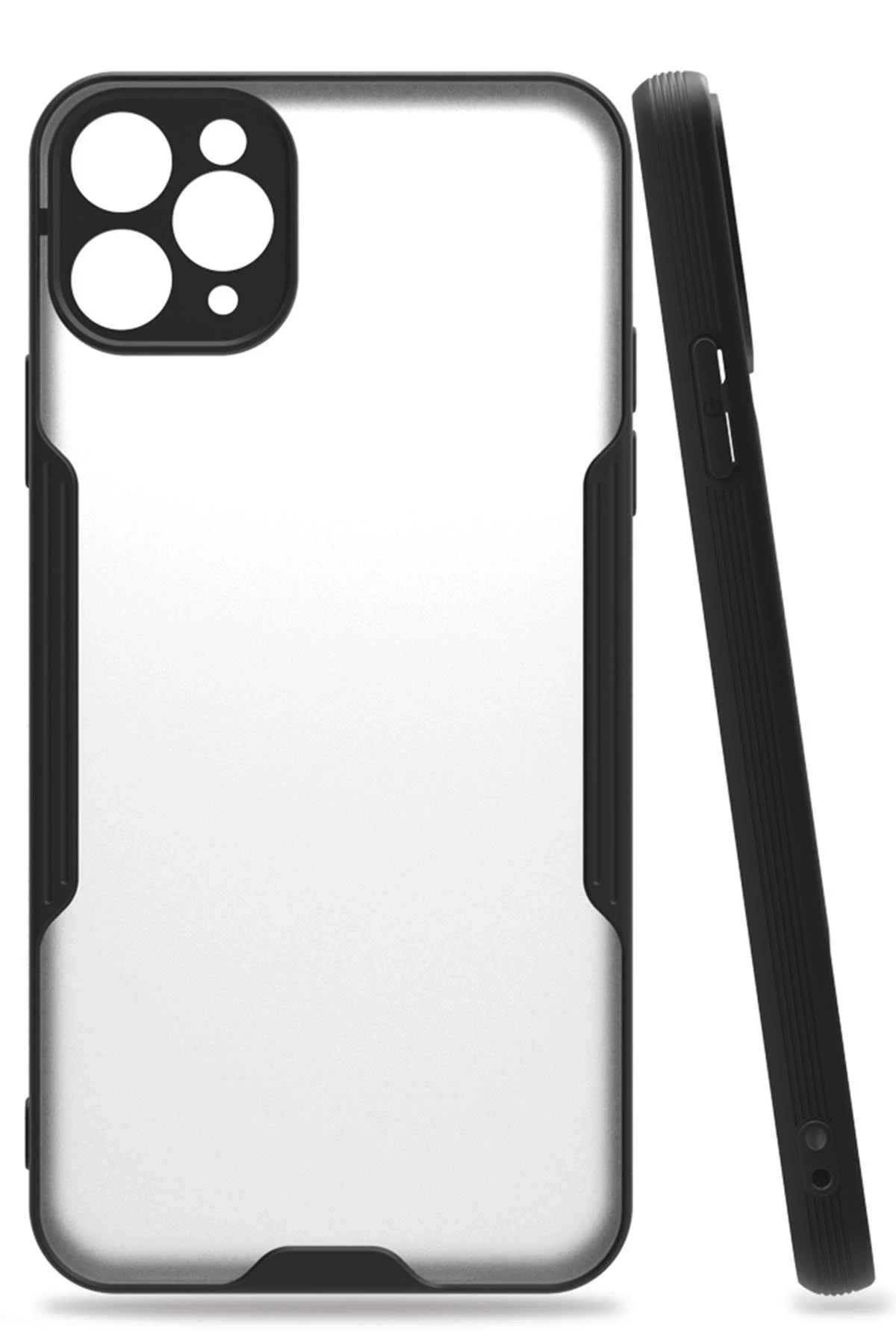 Newface iPhone 11 Pro Max Kılıf Platin Silikon - Siyah