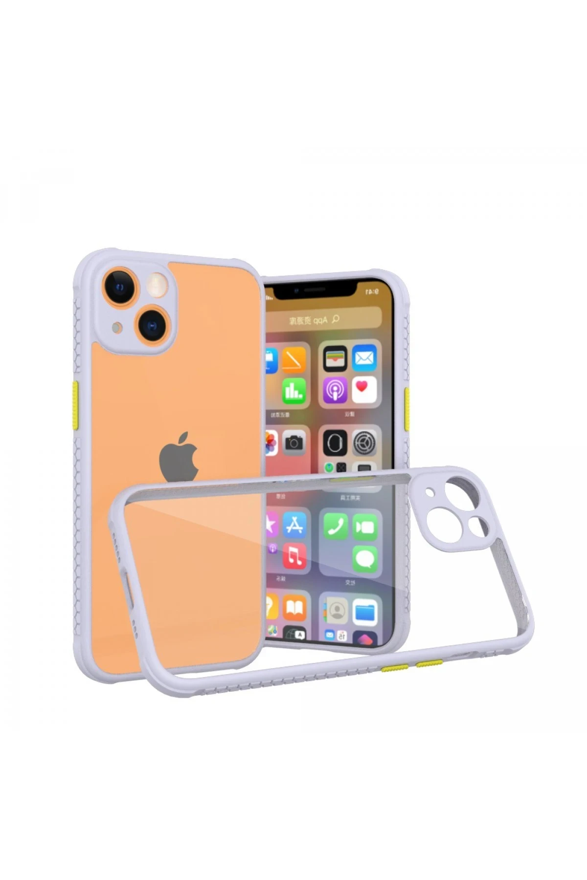 Newface iPhone 13 Mini Kılıf Miami Şeffaf Silikon - Lila