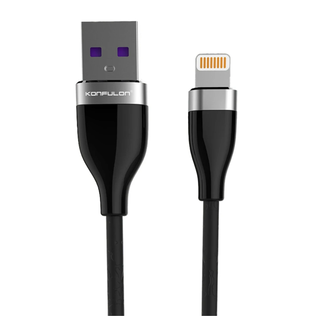 Konfulon S83 Seramik Uçlu Lightning Kablo iphone Uyumlu 1M 3.1A - Siyah — görsel 3