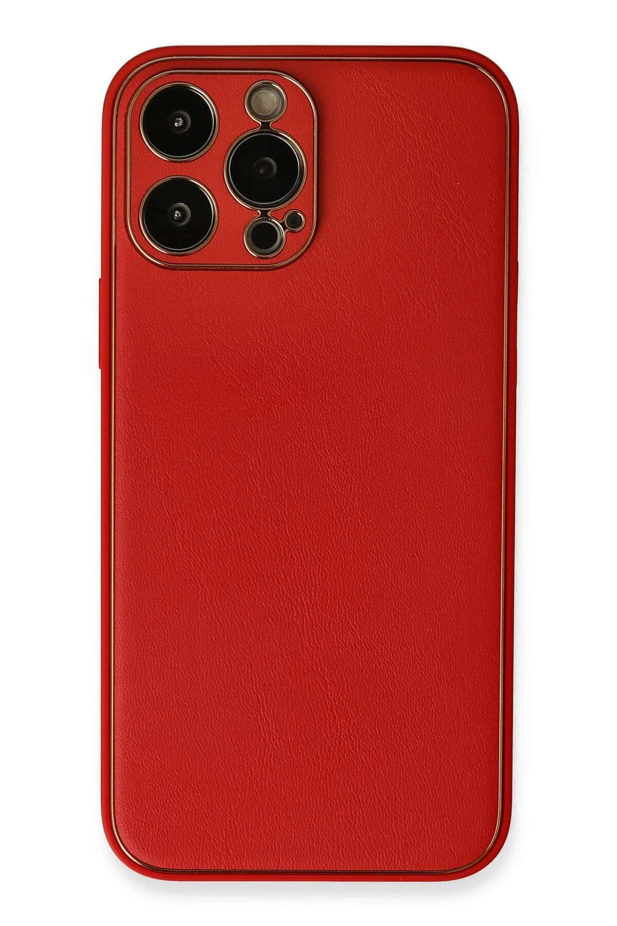 Newface iPhone 13 Pro Kılıf Coco Deri Silikon Kapak - Kırmızı
