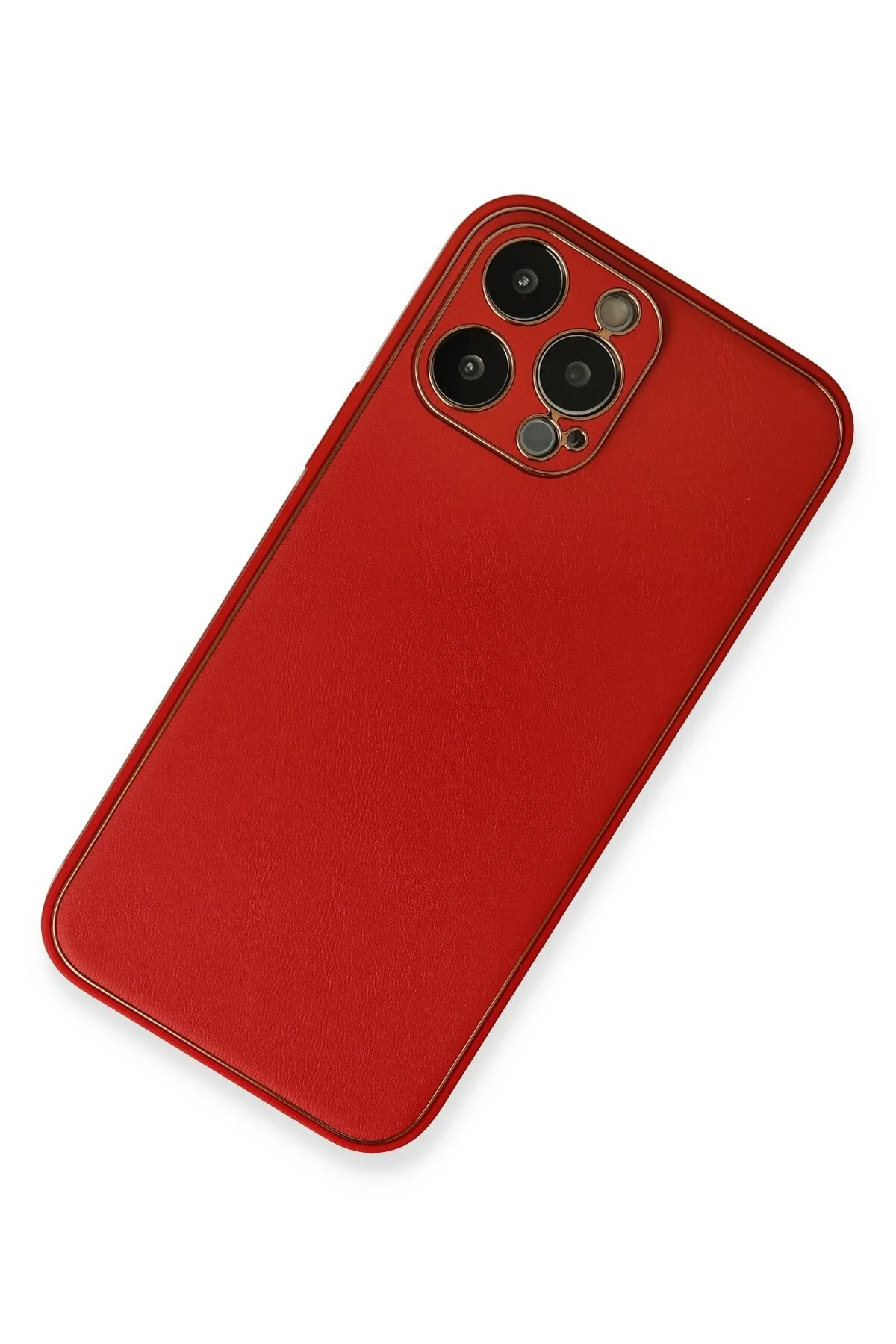 Newface iPhone 13 Pro Kılıf Coco Deri Silikon Kapak - Kırmızı