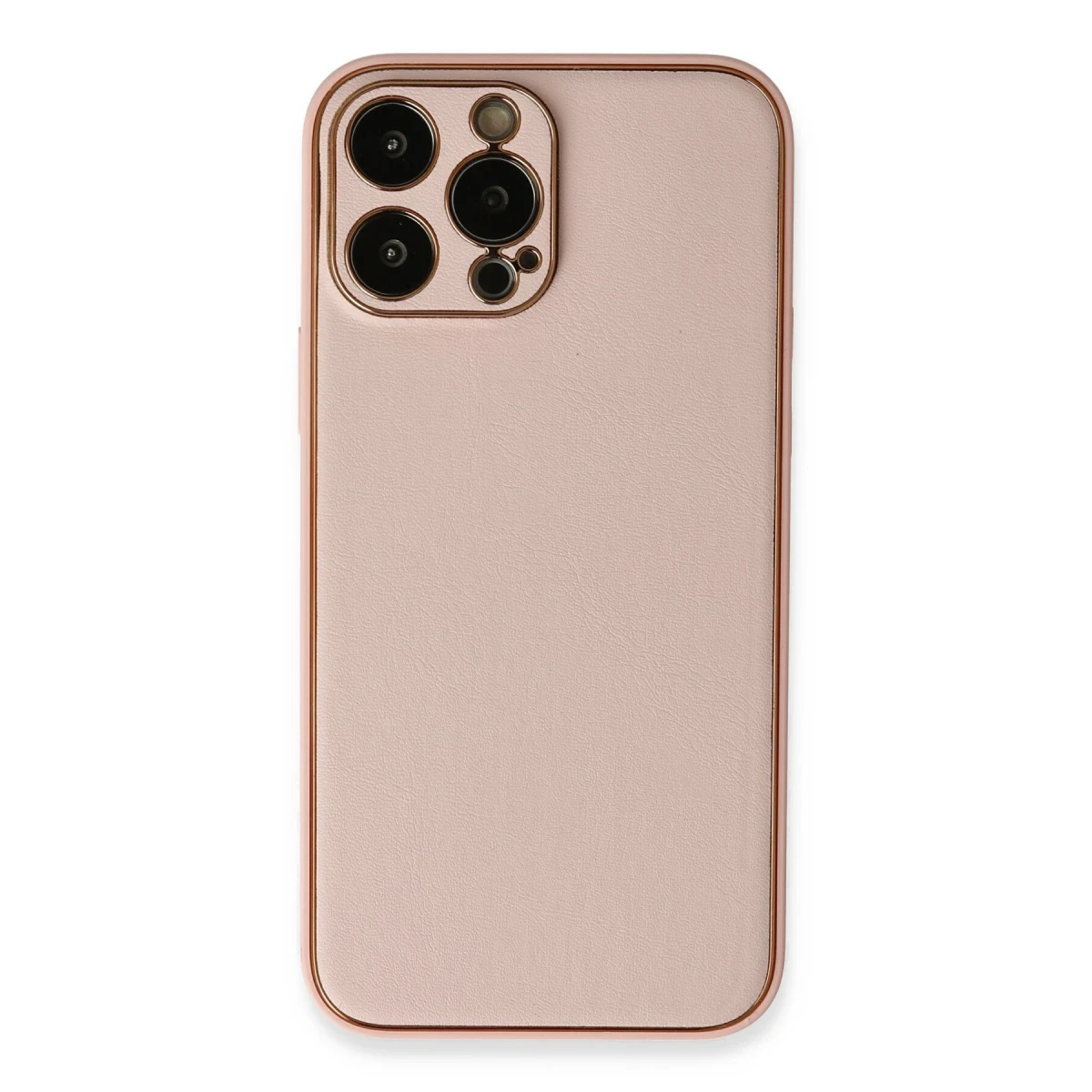 Newface Apple iPhone 13 Pro Kılıf Coco Deri Silikon Kapak - Pembe