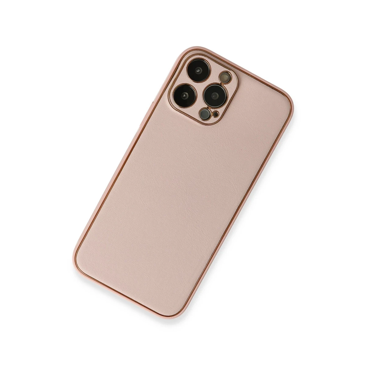 Newface Apple iPhone 13 Pro Kılıf Coco Deri Silikon Kapak - Pembe