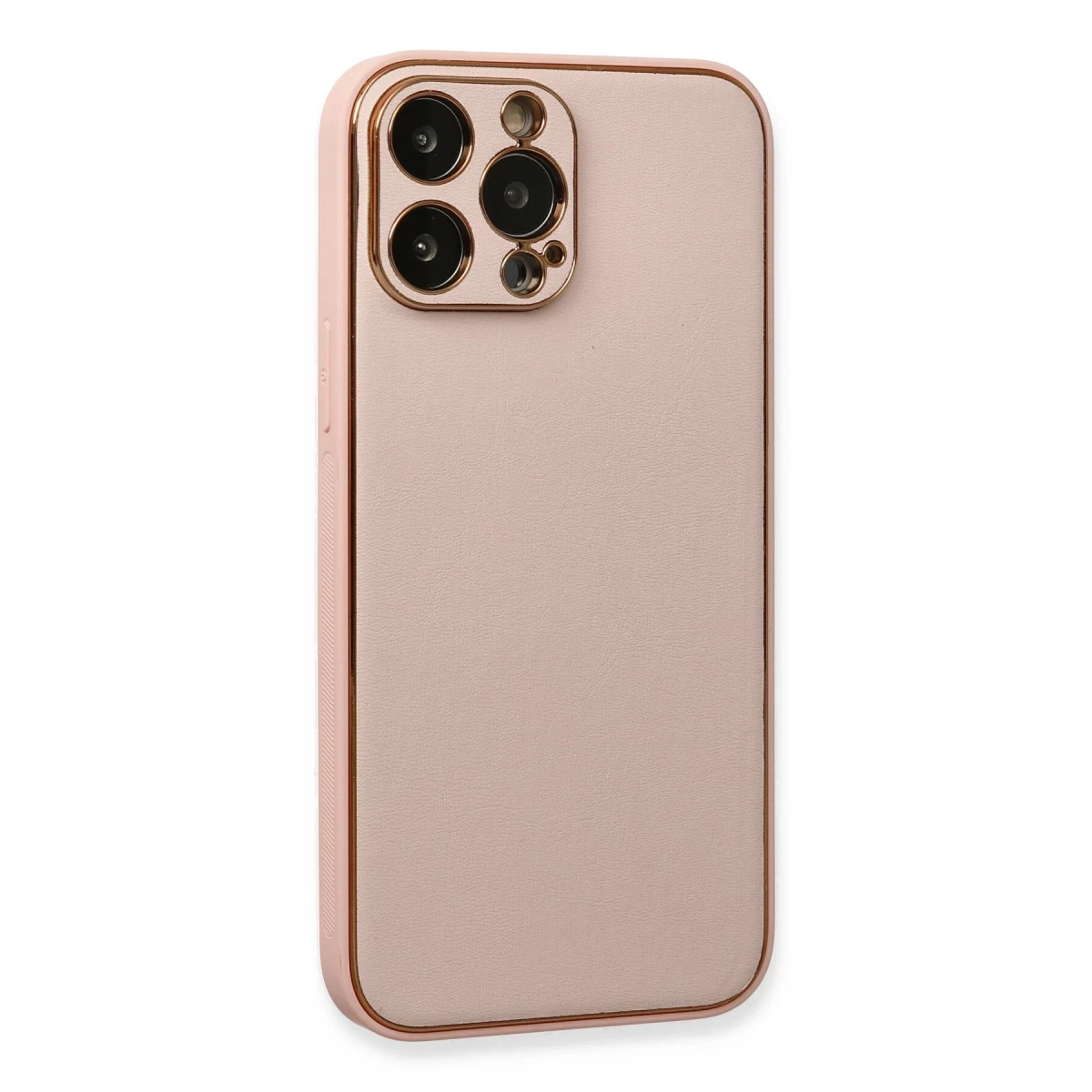 Newface Apple iPhone 13 Pro Kılıf Coco Deri Silikon Kapak - Pembe