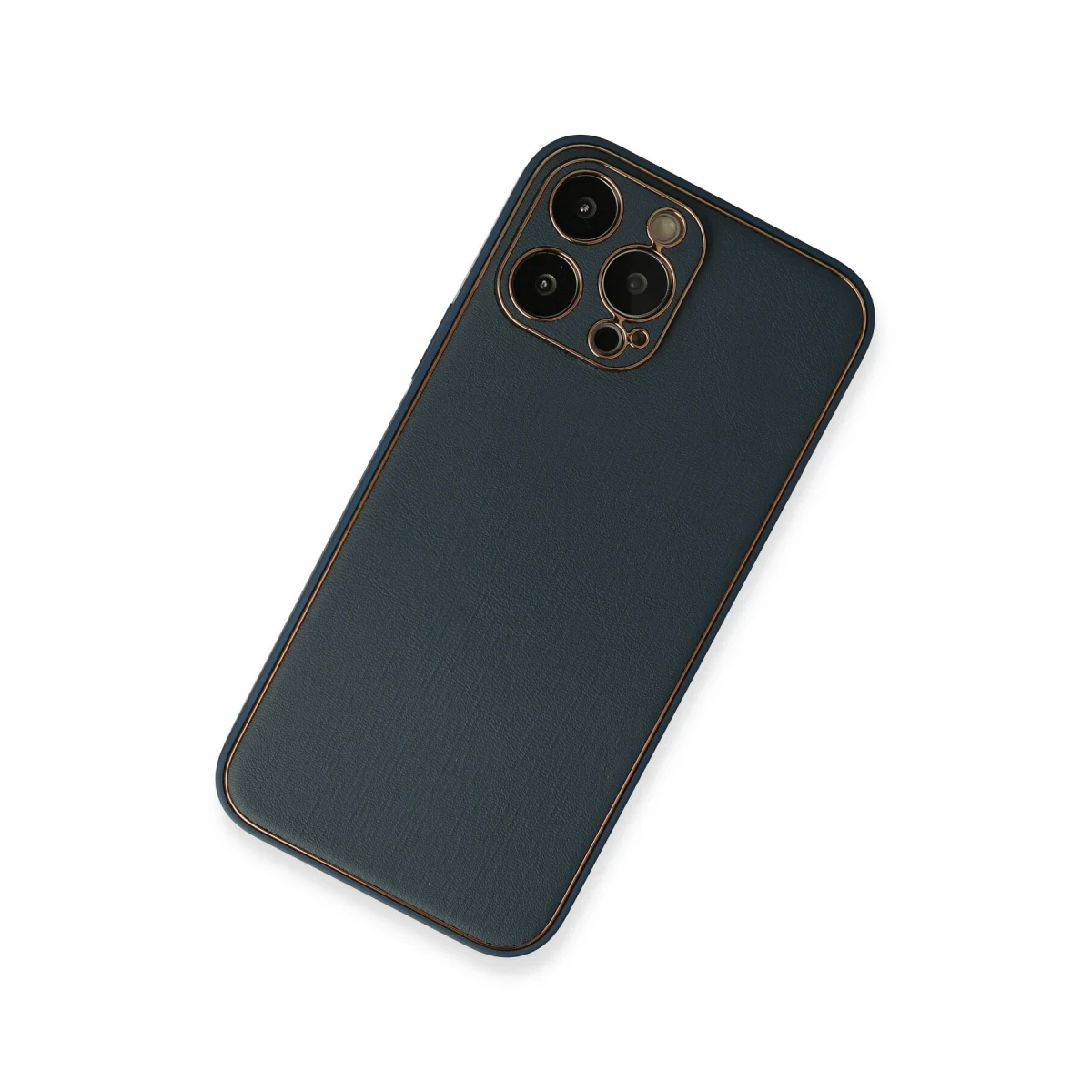 Newface Apple iPhone 13 Pro Kılıf Coco Deri Silikon Kapak - Mavi
