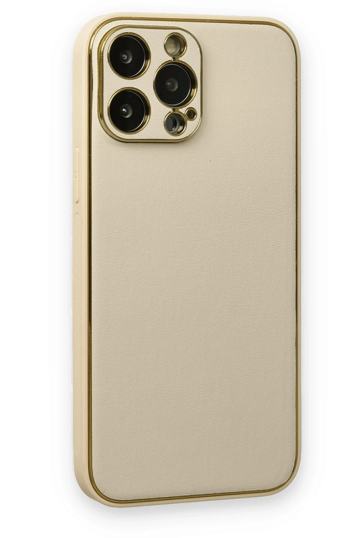 Newface iPhone 13 Pro Kılıf Coco Deri Silikon Kapak - Gold