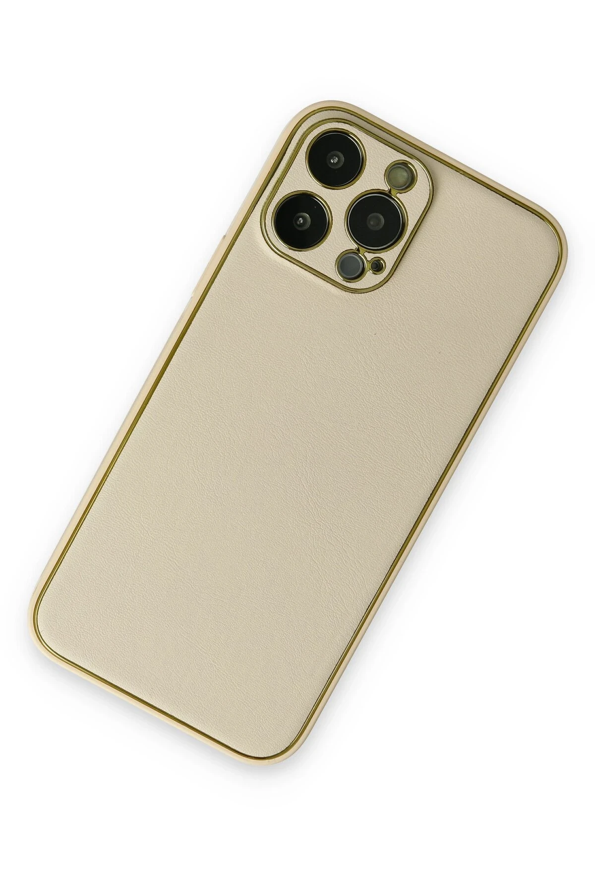 Newface iPhone 13 Pro Kılıf Coco Deri Silikon Kapak - Gold