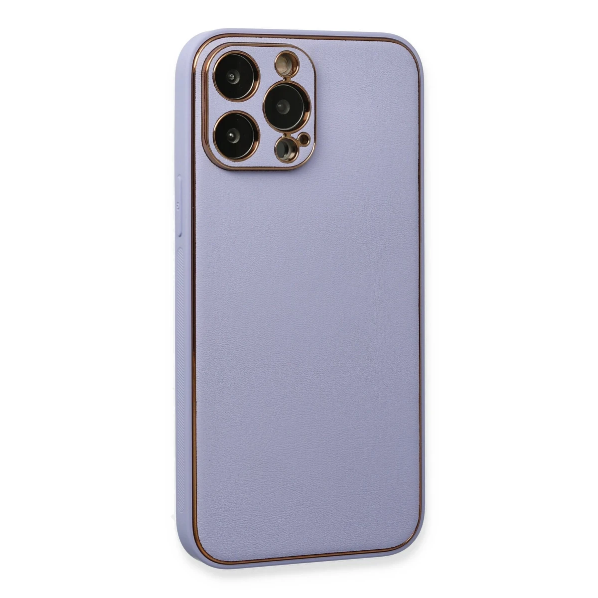 Newface Apple iPhone 13 Pro Max Kılıf Coco Deri Silikon Kapak - Açık Lila