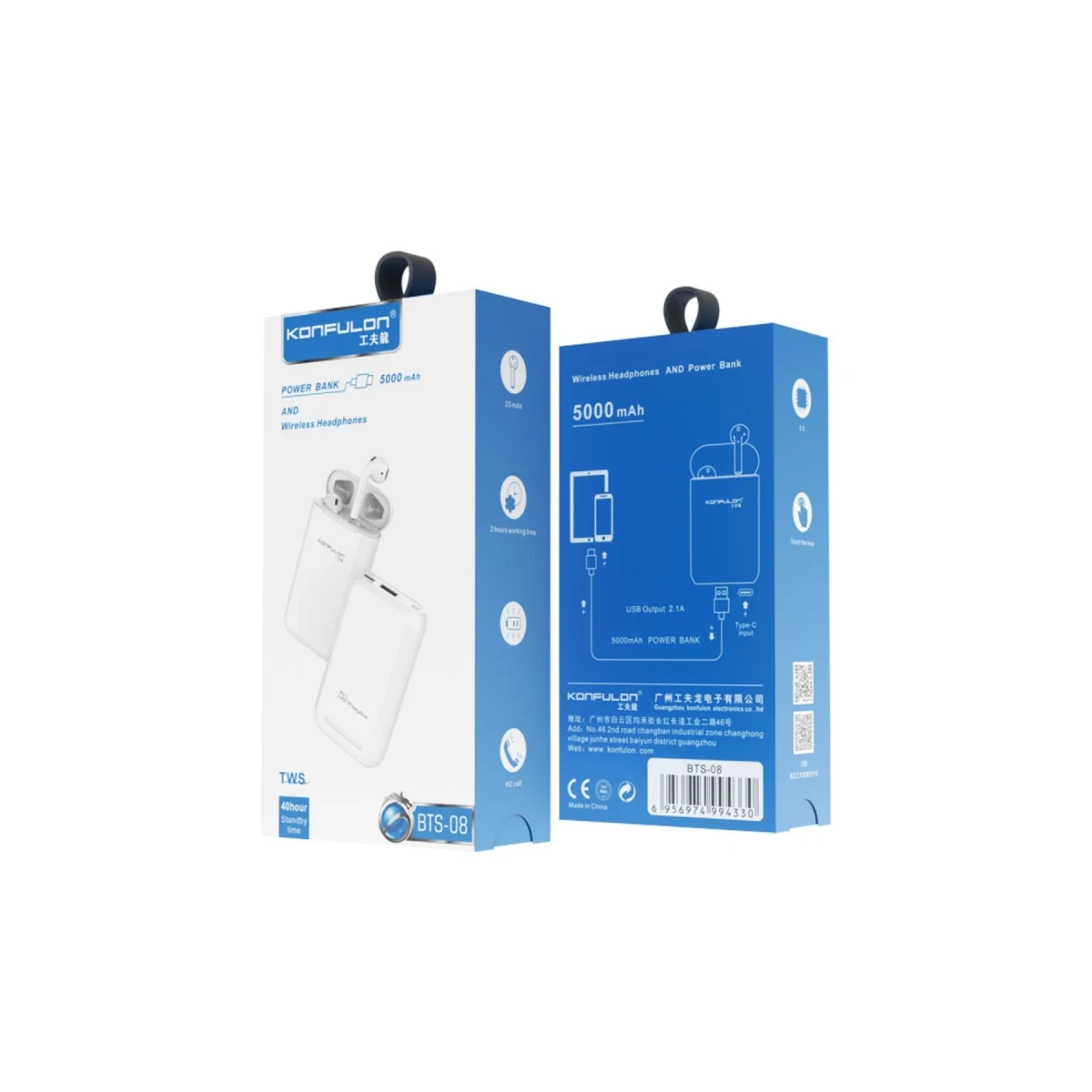 Konfulon BTS08 Kablosuz Airpods Kulaklık Powerbank 5.000 mAh — görsel 6