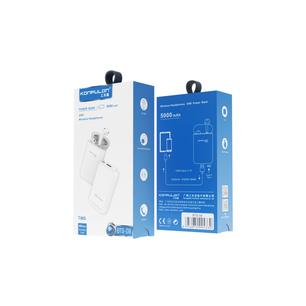 Konfulon BTS08 Kablosuz Airpods Kulaklık Powerbank 5.000 mAh — görsel 9