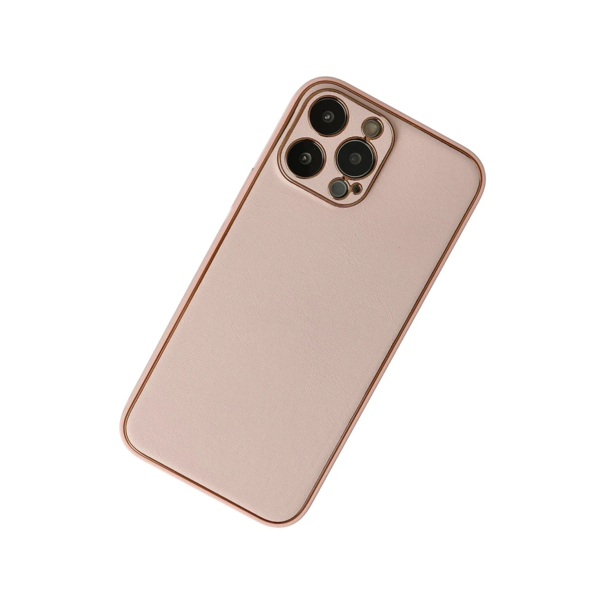 Newface Apple iPhone 13 Pro Max Kılıf Coco Deri Silikon Kapak - Pudra
