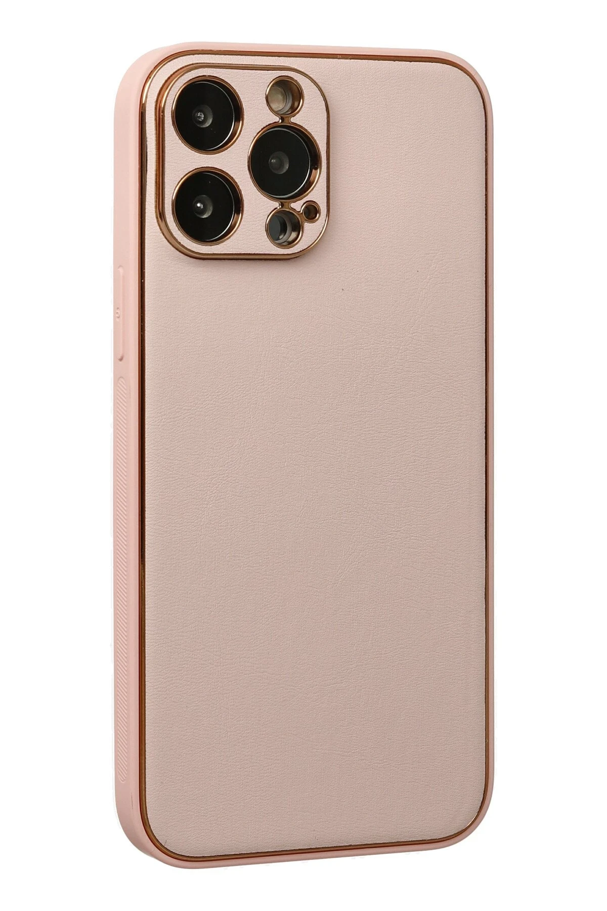 Newface iPhone 13 Pro Max Kılıf Coco Deri Silikon Kapak - Pudra