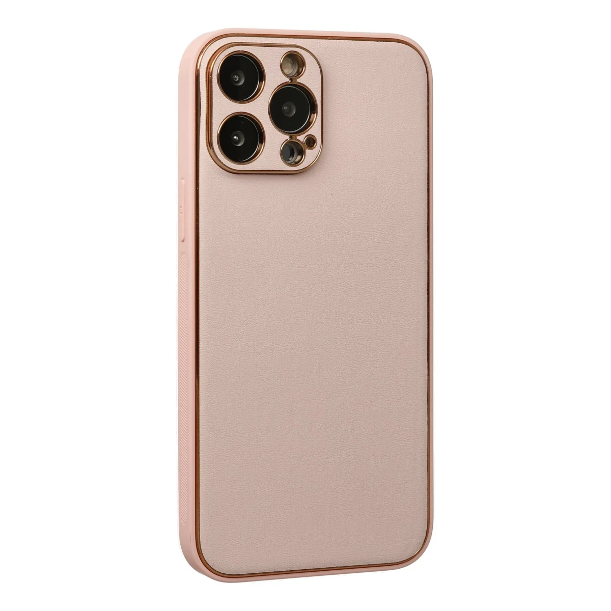 Newface Apple iPhone 13 Pro Max Kılıf Coco Deri Silikon Kapak - Pudra