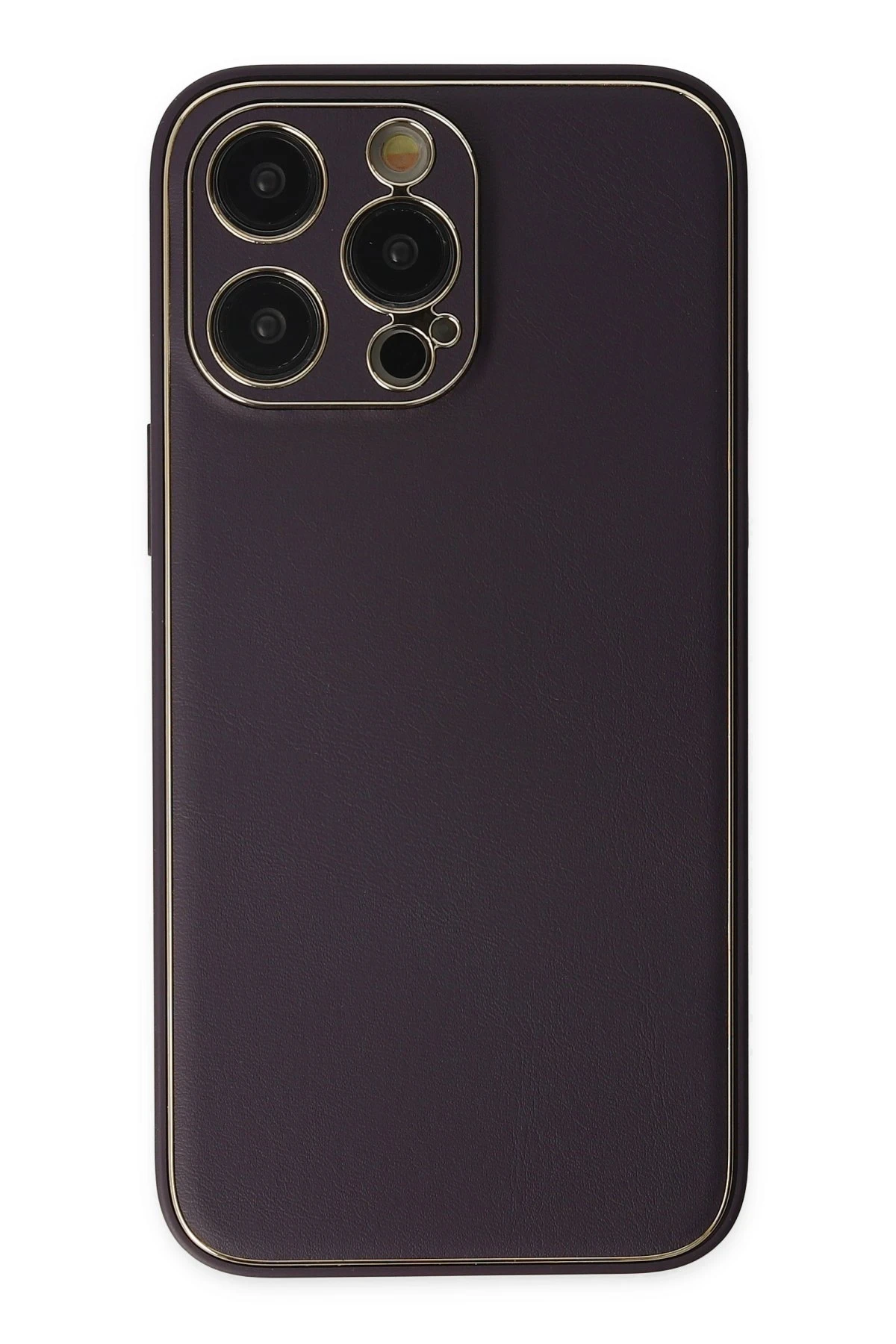 Newface iPhone 13 Pro Max Kılıf Coco Deri Silikon Kapak - Derin Mor