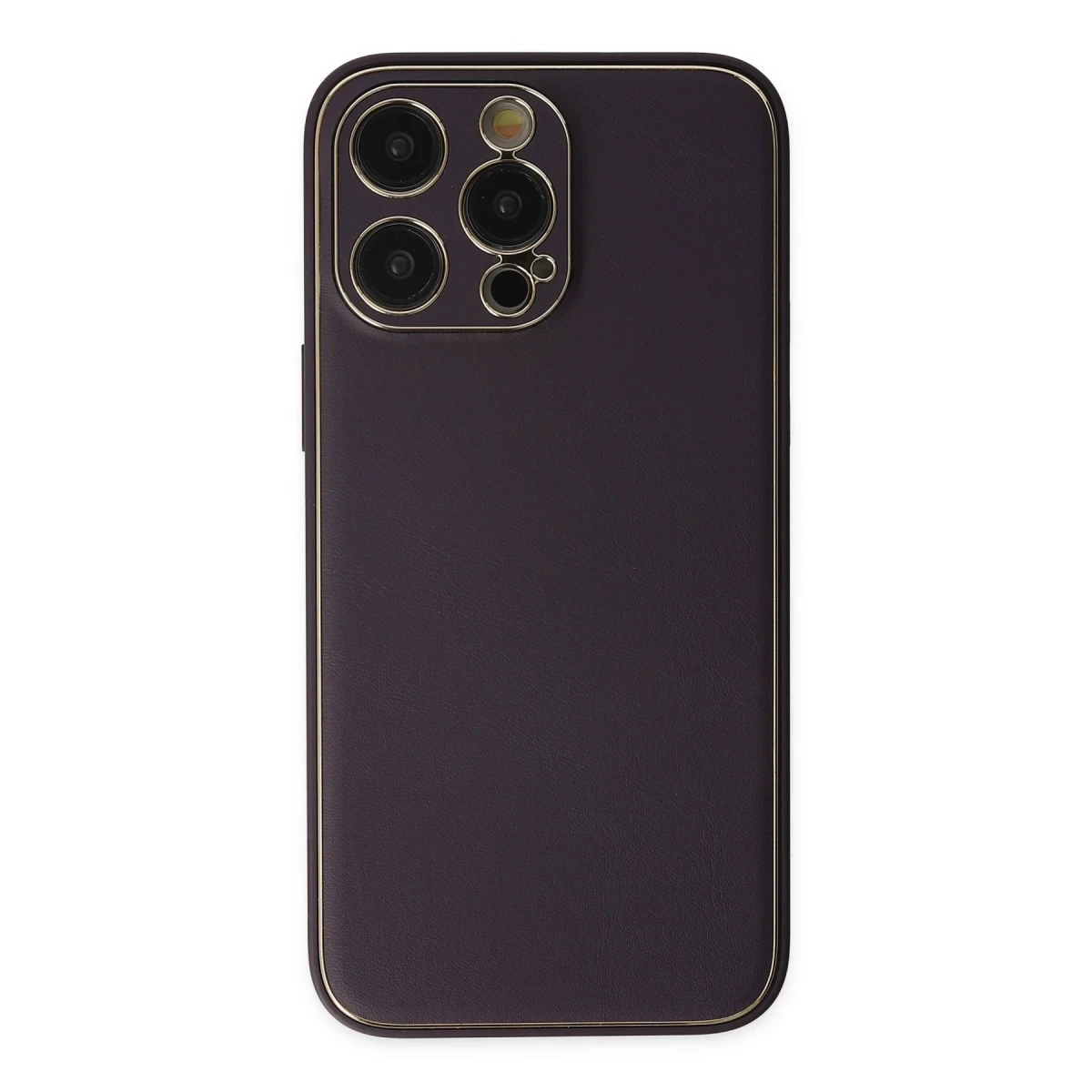 Newface Apple iPhone 13 Pro Max Kılıf Coco Deri Silikon Kapak - Derin Mor