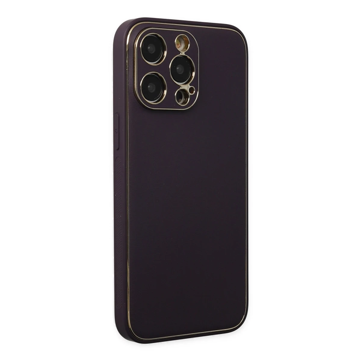 Newface Apple iPhone 13 Pro Max Kılıf Coco Deri Silikon Kapak - Derin Mor