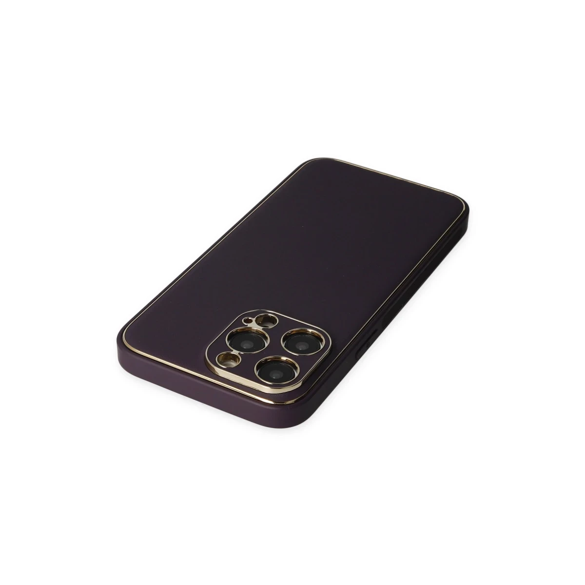 Newface Apple iPhone 13 Pro Max Kılıf Coco Deri Silikon Kapak - Derin Mor