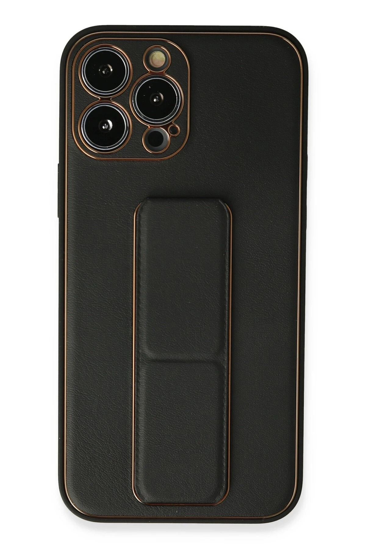 Newface iPhone 13 Pro Max Kılıf Coco Deri Standlı Kapak - Siyah