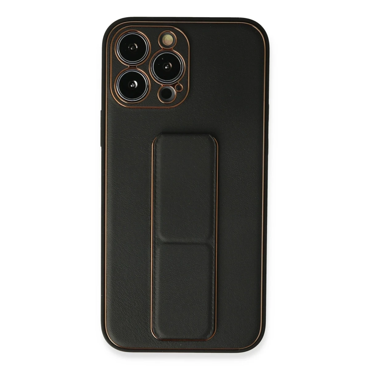 Newface Apple iPhone 13 Pro Max Kılıf Coco Deri Standlı Kapak - Siyah — görsel 4