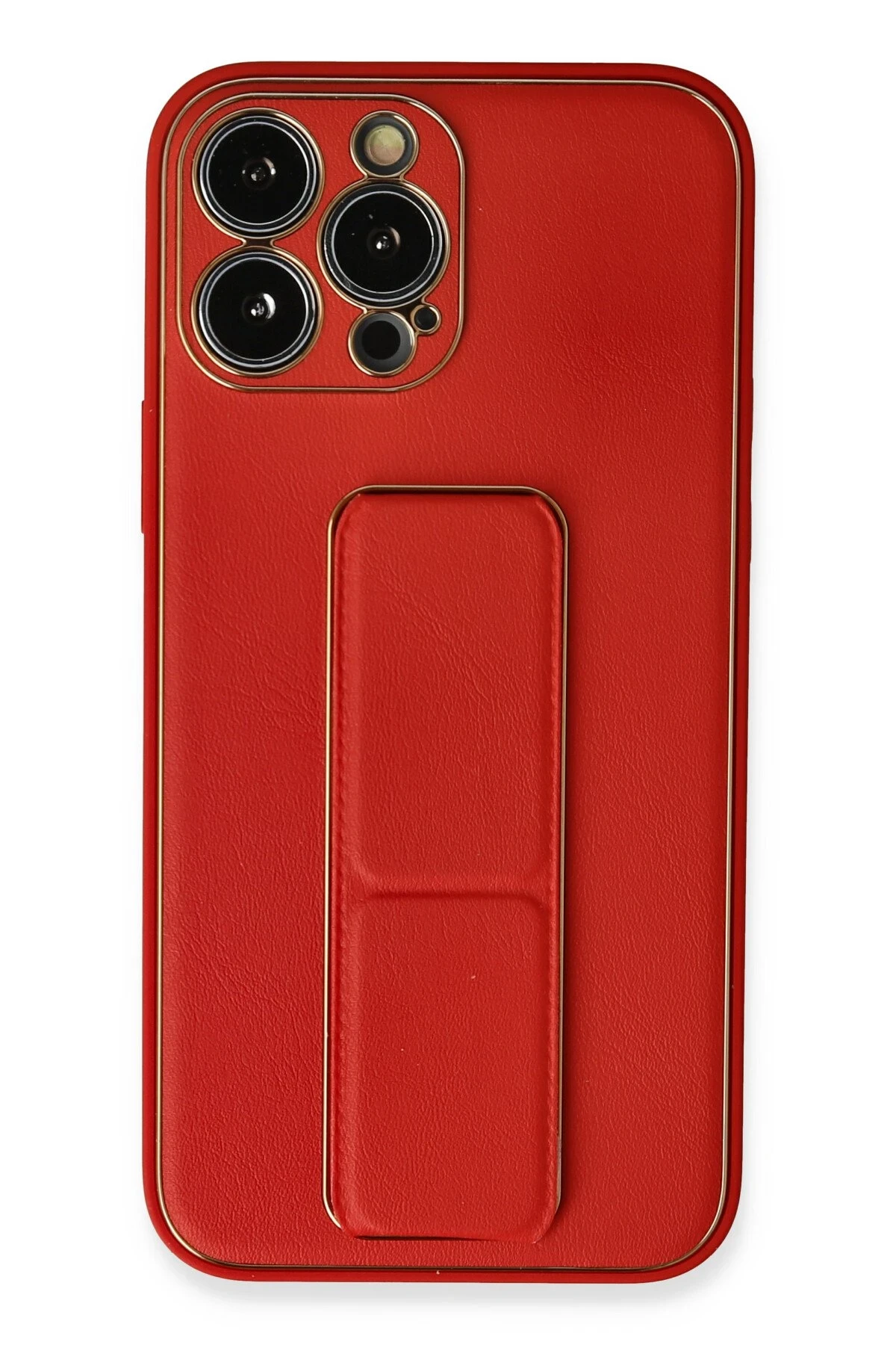 Newface iPhone 13 Pro Max Kılıf Coco Deri Standlı Kapak - Kırmızı