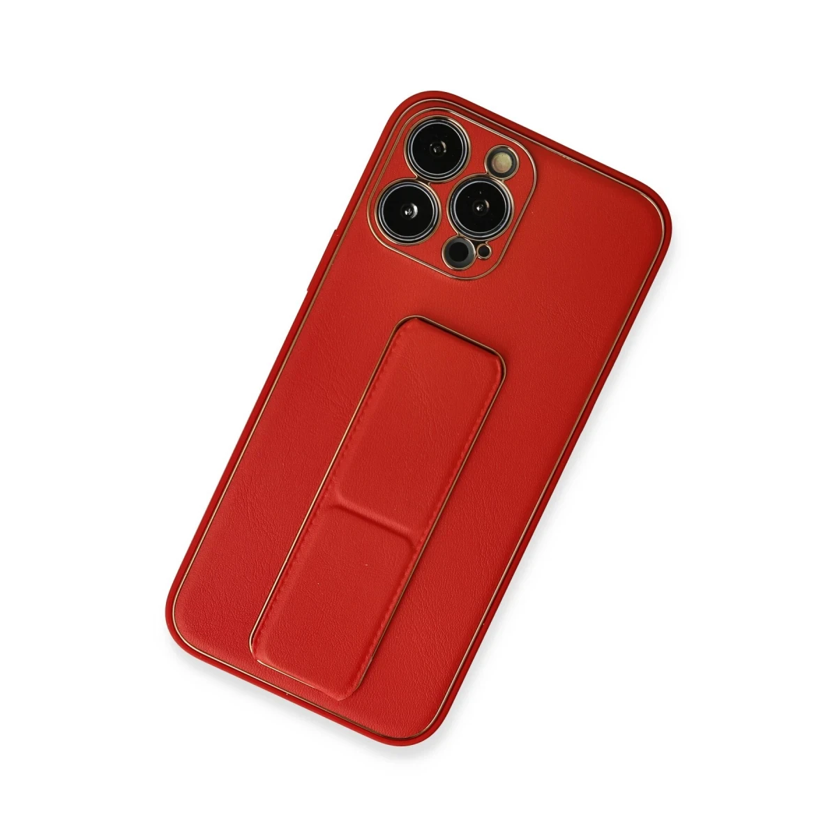 Newface Apple iPhone 13 Pro Max Kılıf Coco Deri Standlı Kapak - Kırmızı