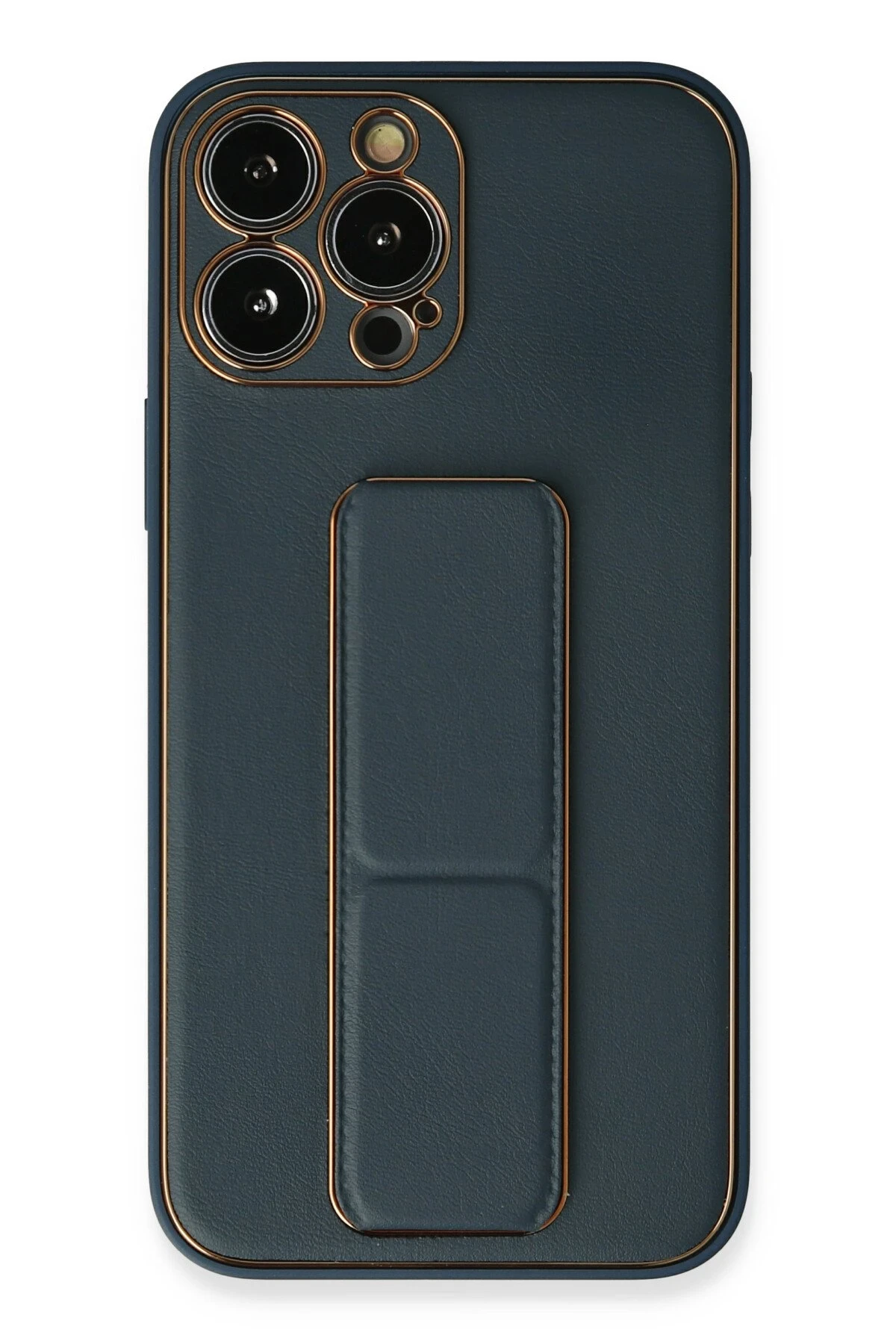 Newface iPhone 13 Pro Kılıf Coco Deri Standlı Kapak - Mavi
