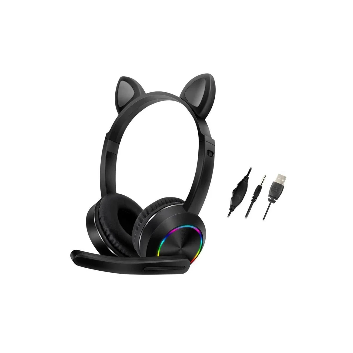 Karler Bass AKZ020 Kafa Üstü Işıklı Kedi Kulaklık - Siyah — görsel 2