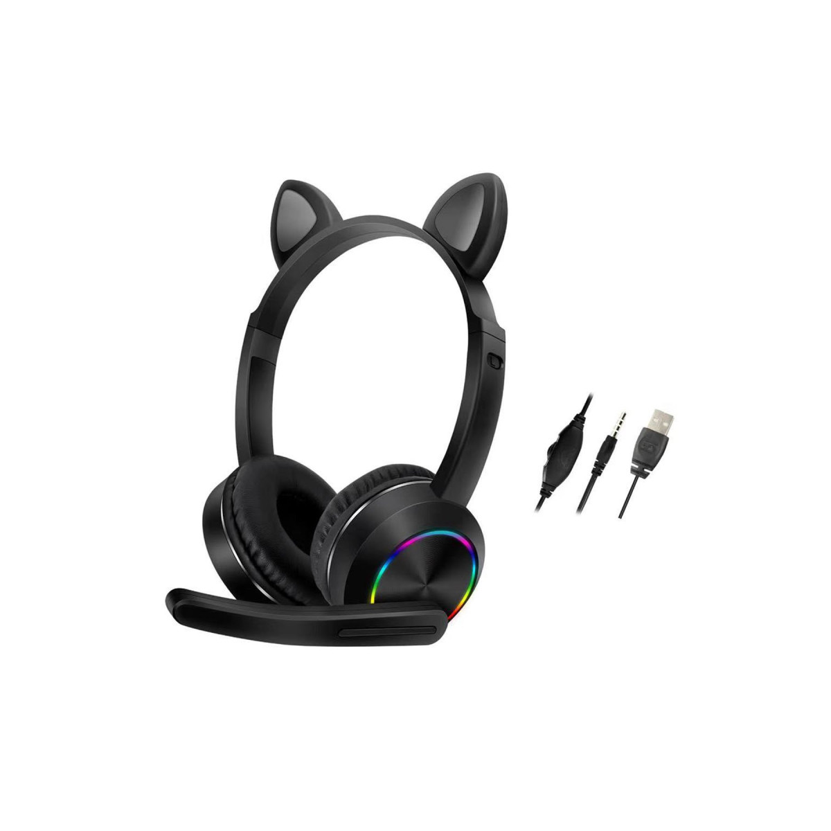 Karler Bass AKZ020 Kafa Üstü Işıklı Kedi Kulaklık - Siyah — görsel 3