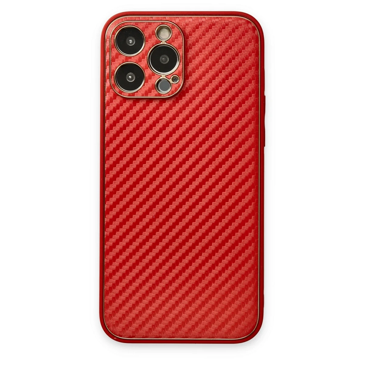 Newface Apple iPhone 13 Pro Kılıf Coco Karbon Silikon - Kırmızı
