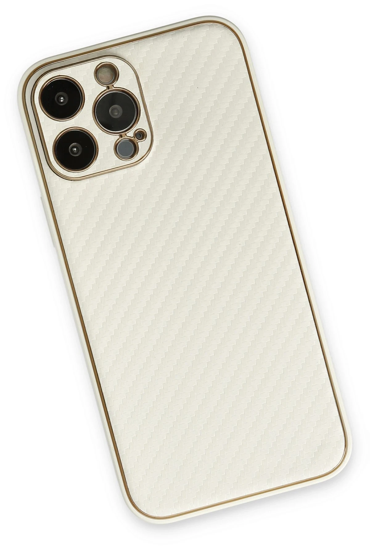 Newface iPhone 13 Pro Kılıf Coco Karbon Silikon - Beyaz